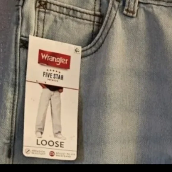 Wrangler Five Star Loose Jeans Boys Size 14 Adj. Waist Light Wash - Picture 4 of 4